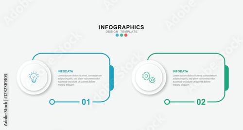 Vector Infographic label design template with icons and 2 options or steps.