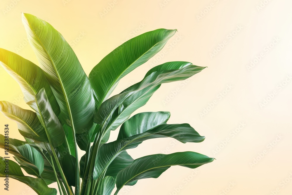 Obraz premium Lush Green Tropical Plant with Large Leaves on Soft Background