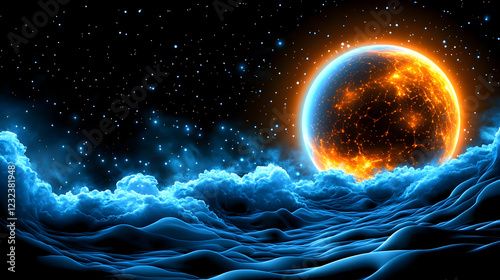 Fiery Planet Rises Over Blu...