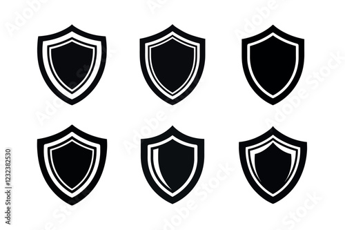 Set of Simple Black Shield Icons