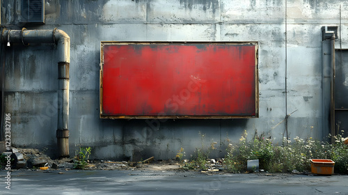 Red Rectangular Sign Mounte...