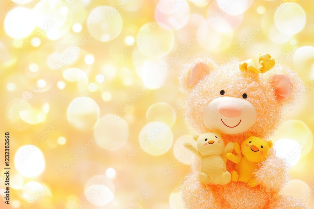 Fototapeta premium Cute Plush Toy Bear with Bright Background and Soft Lighting