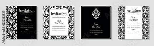Set of abstract floral patterns. Vector seamless backgrounds. Perfect for invitations or announcements