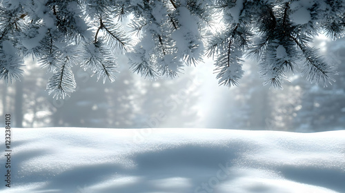 Snow-Covered Pine Branches ...
