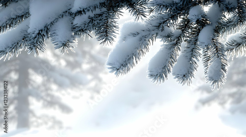 Snow-Covered Pine Branches ...