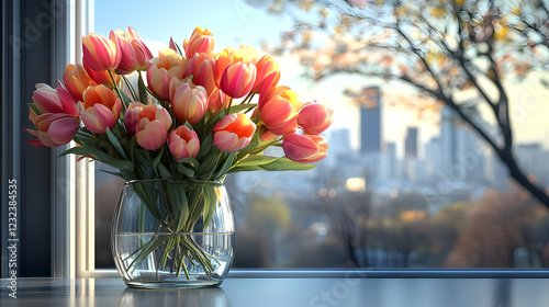 Pink and Yellow Tulips Sit ...