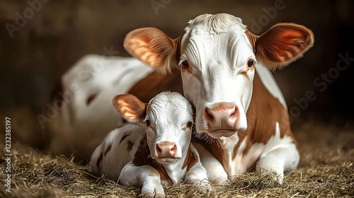 A mother cow and her calf r...