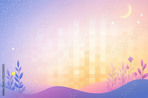 A flat purple gradient background with a subt