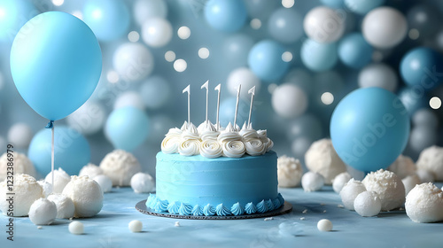 Blue First Birthday Cake De...