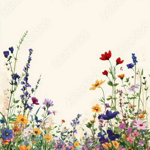 Vibrant wildflowers on a soft background