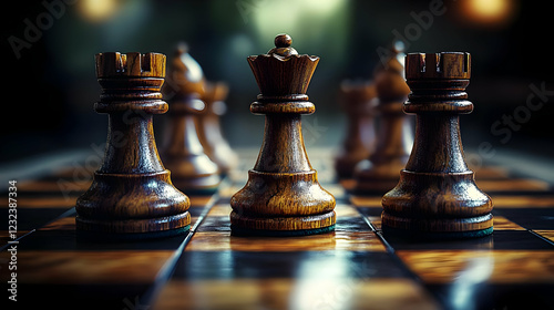 Wooden Chess Pieces Stand o...