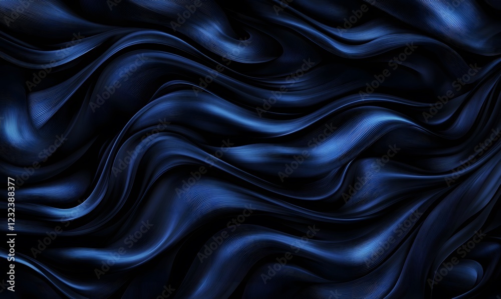 Fototapeta premium Dark blue liquid waves flowing, abstract background, design texture