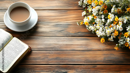 Cup of Coffee, Open Book, a...