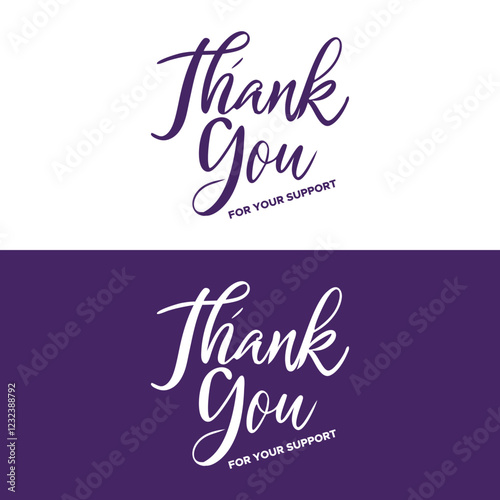 Thank You Typography Greeting Card, thank you, thanks for your support, thank you greeting card, thank you stock illustration.
