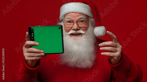 Festive Man Shows Green Scr...