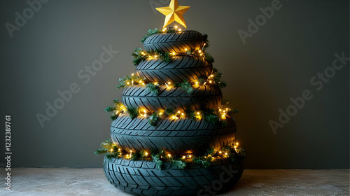 Christmas Tree Made of Tire...