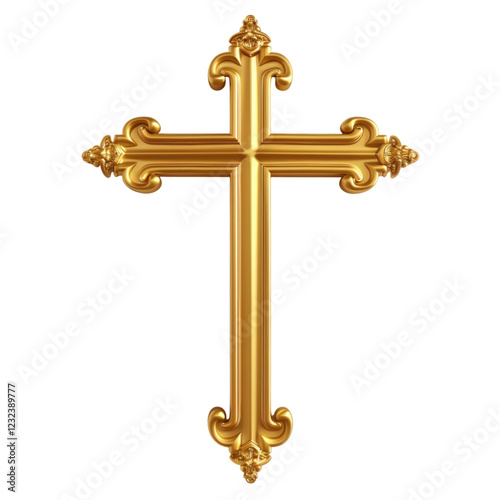 Wallpaper Mural A golden cross, a simple and exquisite metal gold decoration on the wall of an ancient church in the front view Torontodigital.ca