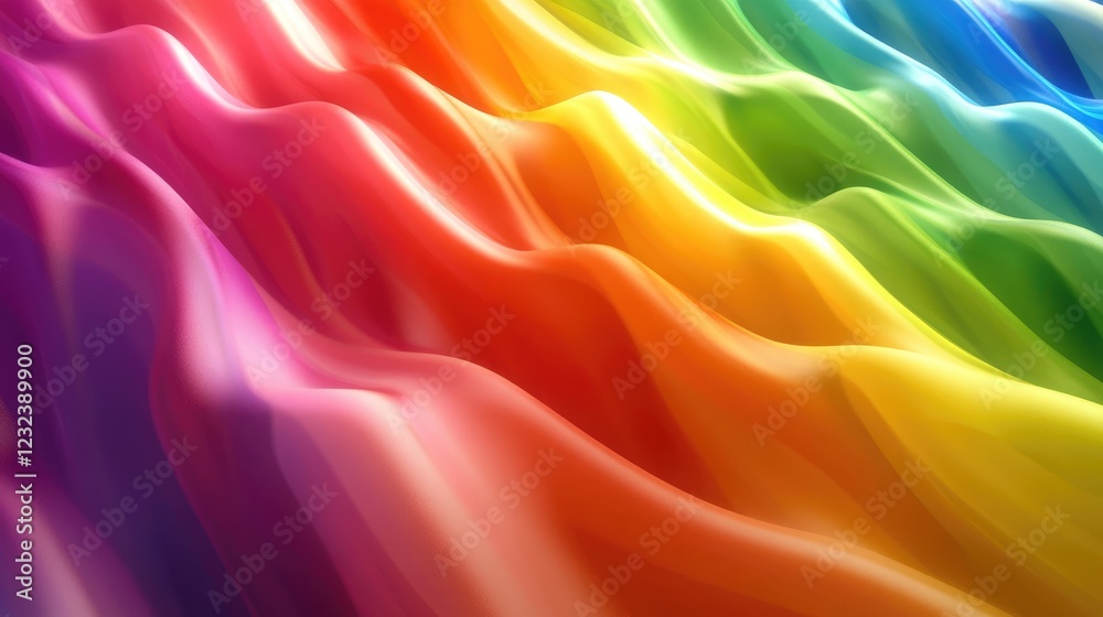 Fototapeta premium A digital light spectrum with shifting waves of bright colors creating a smooth, hypnotic effect.