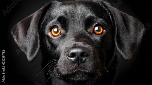 Black Dog with Intense Gold...