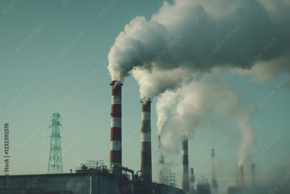 Industrial Smokestacks Belching Pollution Environmental Impact of Factory Emissions Industrial Smokestacks Belching Pollution Environmental Impact of Factory Emissions