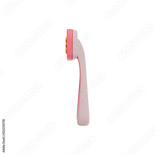 Render of the razor in beige color. Side view. Tool for hair removal. Vector illustration in 3d style on isolated white background.
