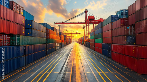 Cargo Containers Stacked at...