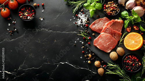 Raw Meat, Spices, Herbs, an...