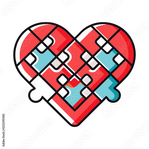 Autism Awareness Puzzle Heart Element Vector Illustration