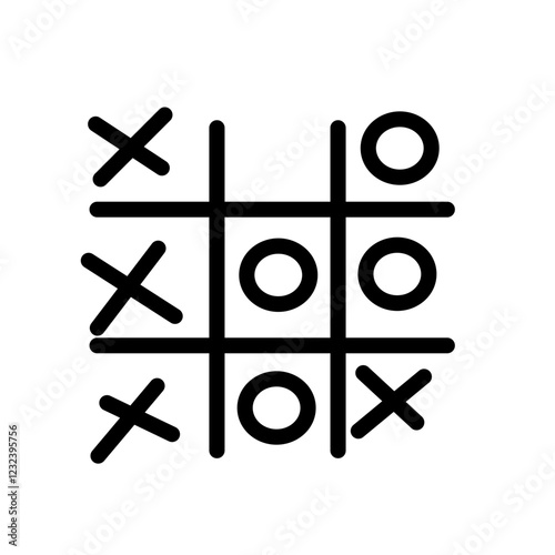 Tic-Tac-Toe Game. Vector illustration. Hand drawn tic toe game logosymbol.