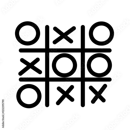 Tic-Tac-Toe Game. Vector illustration. Hand drawn tic toe game logosymbol.