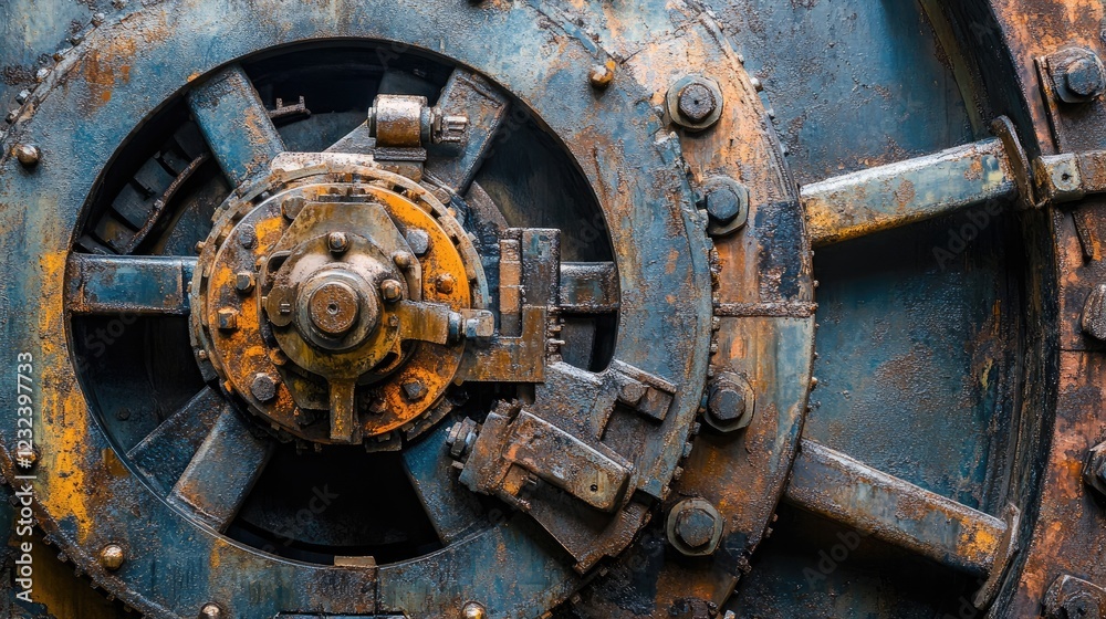 Close-up of large industrial machinery with metal gears and hydraulics, focused on intricate details Close-up of large industrial machinery with metal gears and hydraulics, focused on intricate details