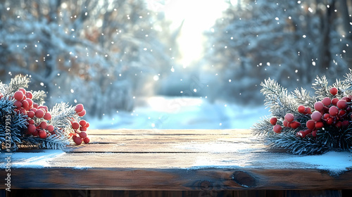 Snowy Winter Scene with Woo...