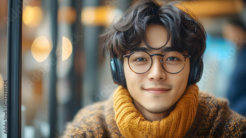 Young Man Smiles at Cafe We...