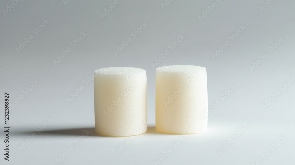 Minimalist Candle Display on Soft Gray Background Minimalist Candle Display on Soft Gray Background