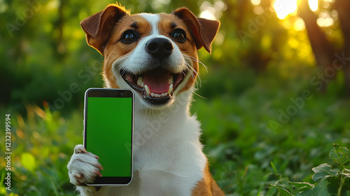 Happy Dog Shows Green Scree...