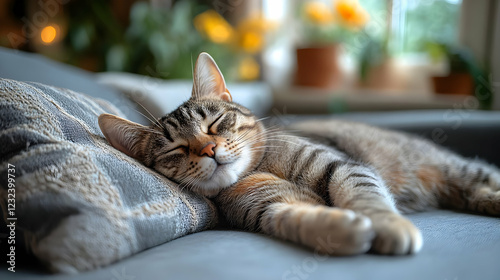 Tabby Cat Sleeps Peacefully...