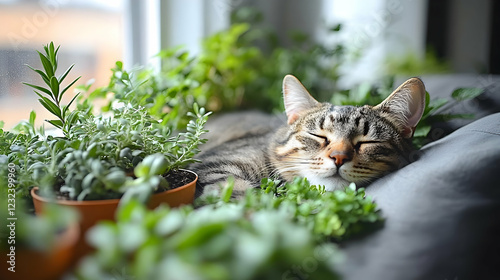 Tabby Cat Sleeps Peacefully...