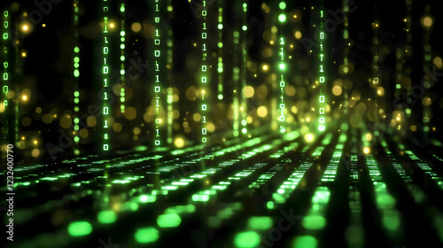 Glowing Green Binary Code S...