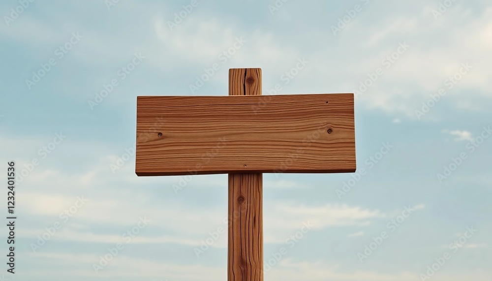 Blank Wooden Signpost Against Cloudy Sky Rustic Wood Sign Empty Message Board Nature Background Blank Wooden Signpost Against Cloudy Sky Rustic Wood Sign Empty Message Board Nature Background