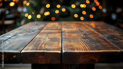 Empty Wooden Table Top with...