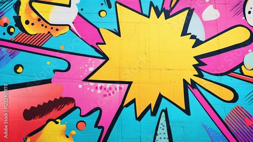Wallpaper Mural Vibrant Pop Art Graffiti: Geometric Shapes and Bold Colors Torontodigital.ca