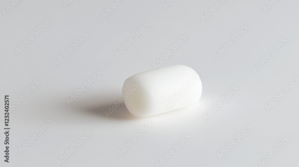 Minimalist White Foam Cylinder on Soft Background Minimalist White Foam Cylinder on Soft Background