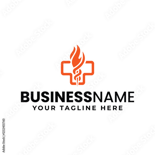 Medical flame wellness logo design
