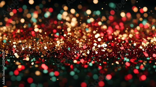 Sparkling Glitter Background Shines with Colorful Bokeh Lights and Festive Abstract Texture