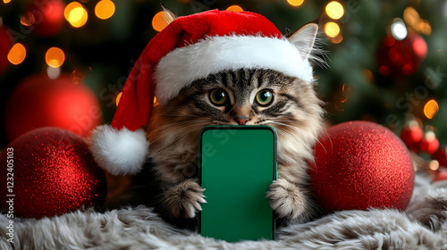 Cute Cat Holds Green Screen...