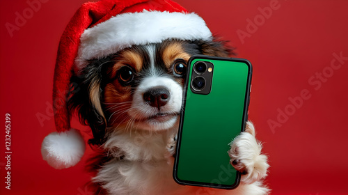Adorable Puppy in Santa Hat...