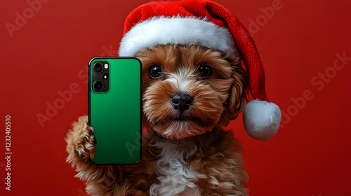 Adorable Puppy Wearing Sant...