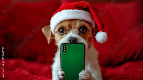 Cute Dog Wearing Santa Hat ...