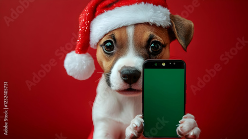 Adorable Puppy in Santa Hat...