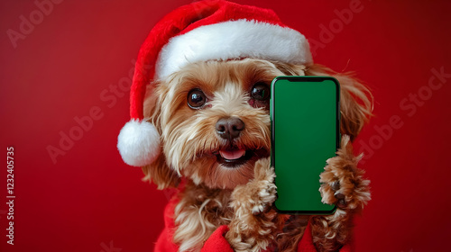 Adorable Dog in Santa Hat H...